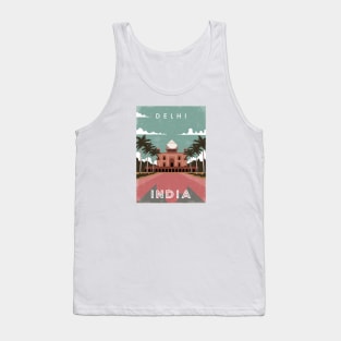 Delhi, India. Retro travel poster Tank Top